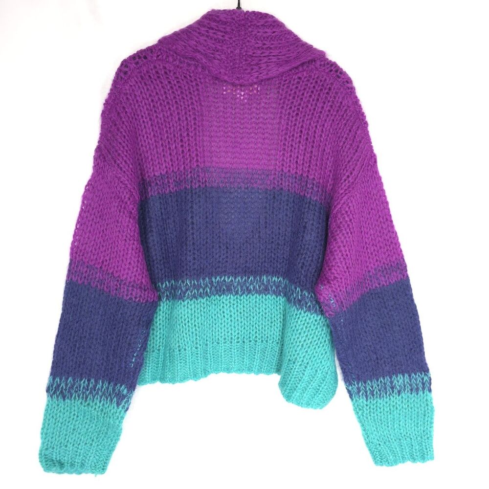 SPIRITUAL GANGSTER New Royce Stripe Cardigan MEDIUM Mohair Wool Blend Colorblock - Picture 6 of 9